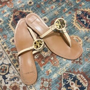 Tory Burch Cream and Tan Sandals